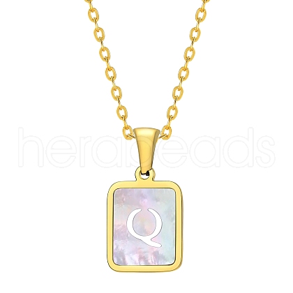 Shell Rectangle Pendant Initial Necklaces PW-WGEBFCF-17-1