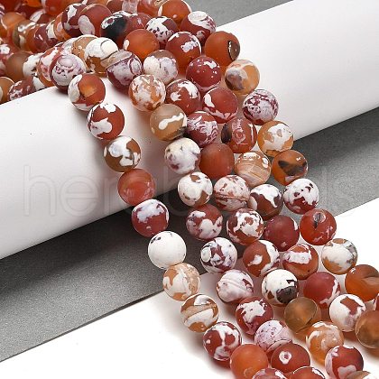 Natural Fire Crackle Agate Beads Strands G-B079-C03-03-1