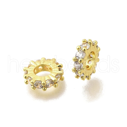 Brass Micro Pave Clear Cubic Zirconia Beads KK-K300-02D-G-1