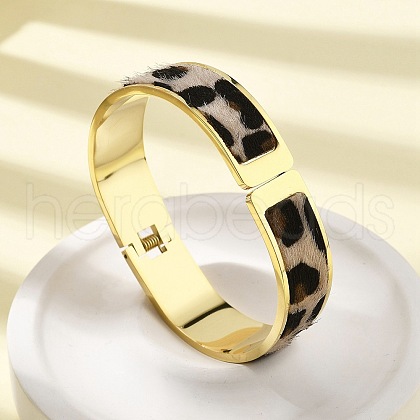 304 Stainless Steel Hinged Bangles for Women BJEW-K237-15G-1