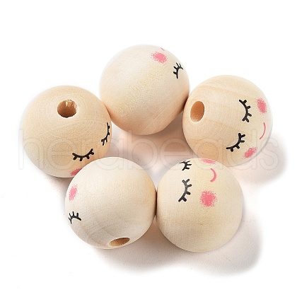 Printed Wood Beads WOOD-M010-01B-1