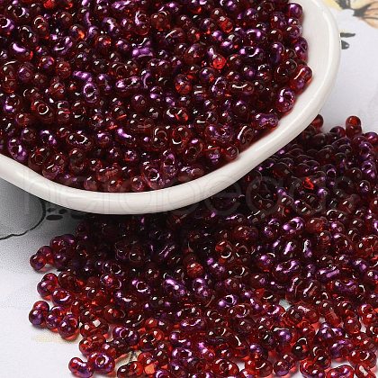 Spray Painted Glass Seed Beads SEED-F005-06A-04-1