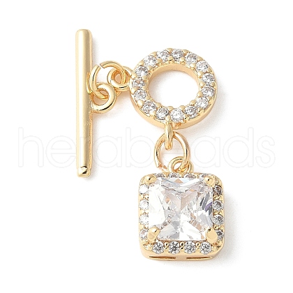 Brass Pave Clear Cubic Zirconia Toggle Clasps KK-A253-08G-1