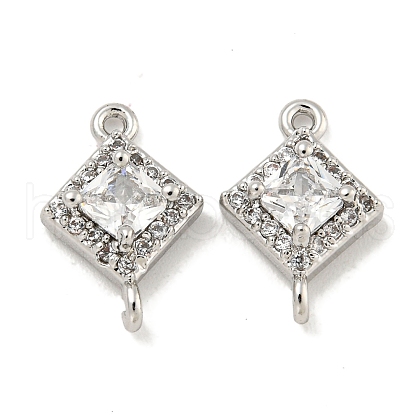 Brass Pave Clear Cubic Zirconia Connector Charms KK-P275-41P-1
