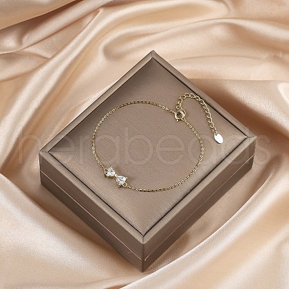 925 Sterling Silver Bowknot Link Bracelets BJEW-C106-02G-1