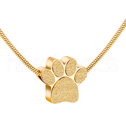 Paw Print Urn Ashes Necklace NJEW-WH0024-01G-1