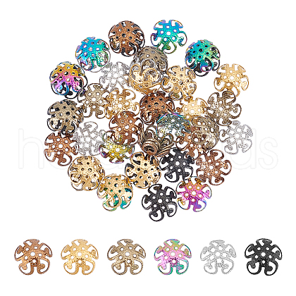 Unicraftale 48Pcs 6 Colors 5-Petal 304 Stainless Steel Bead Caps STAS-UN0049-54-1