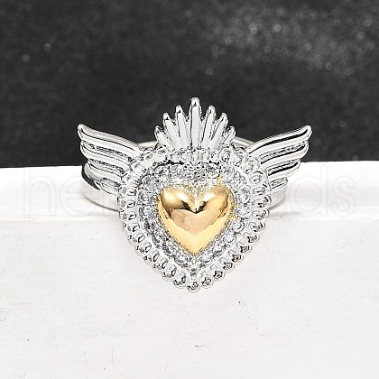 Gothic Style Brass Micro Pave Clear Cubic Zirconia Cuff Rings for Women RJEW-U051-02C-GP-1