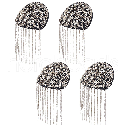 HOBBIESAY 4Pcs Iron Chain Tassel Epaulettes FIND-HY0002-68-1