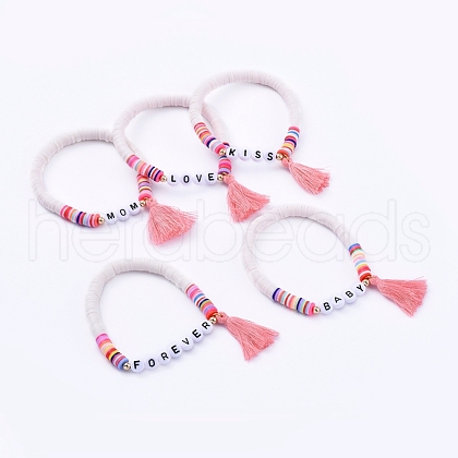 Handmade Polymer Clay Heishi Beads Stretch Bracelets BJEW-JB05086-1