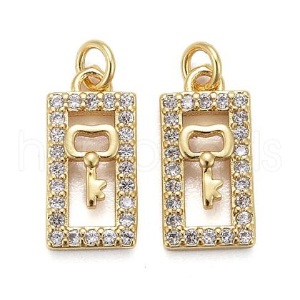 Brass Micro Pave Clear Cubic Zirconia Pendants ZIRC-Z010-14G-1