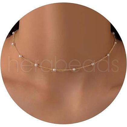 Simple Style Alloy & Imitation Pearl Round Link Chain Necklaces for Women FS-WG0DEC3-03-1
