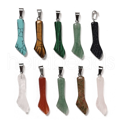 Natural & Synthetic Mixed Gemstone Pendants G-M424-10P-1