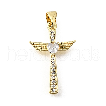 Brass Micro Pave Cubic Zirconia Pendants KK-Q066-40G-01-1