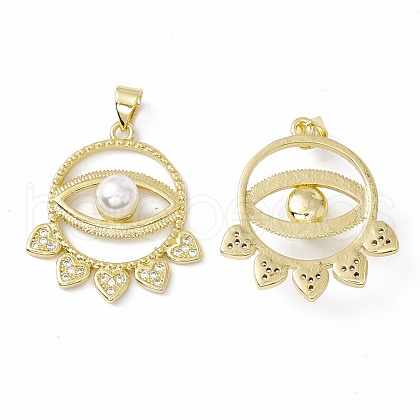 Rack Plating Brass Micro Pave Clear Cubic Zirconia Charms ZIRC-C041-02G-1
