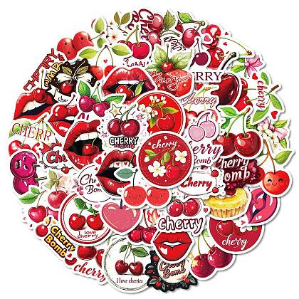 50Pcs Cartoon Cherry Paper Stickers STIC-C012-15-1