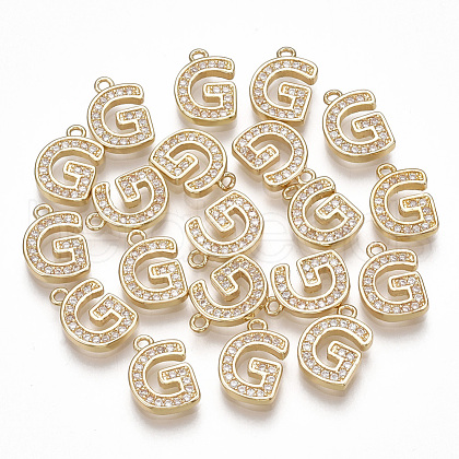 Brass Cubic Zirconia Charms KK-S348-330G-1