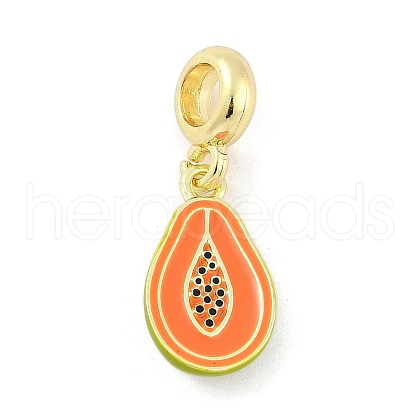 Brass Enamel Fruit European Dangle Charms KK-Z090-08G-09-1