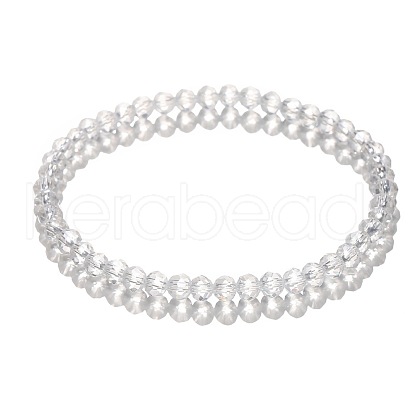 4mm Prism Faceted Rondelle Glass Beaded Stretch Bracelets for Women EH2213-6-1