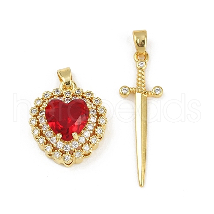 Brass Micro Pave Clear Cubic Zirconia Pendants Sets KK-R226-08G-01-1