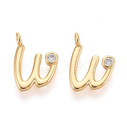 Brass Micro Pave Cubic Zirconia Charms KK-N263-97G-W-1