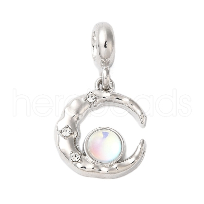 Rack Plating Alloy Rhinestone Glass European Dangle Charms PALLOY-S189-33P-1