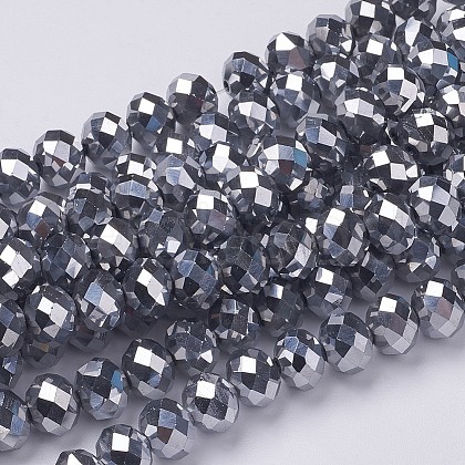 Electroplate Glass Beads Strands X-GR7X10MMY-S-1