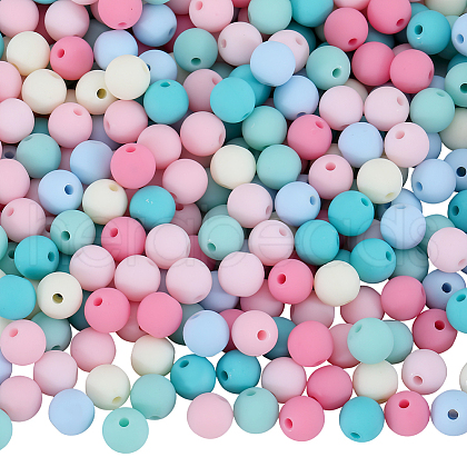 SOFPLATE 500Pcs Rubberized Style Imitated Silicone Acrylic Beads MACR-SP0001-07A-1