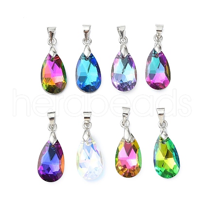 Electroplated Glass Pendants PALLOY-JF03062-1