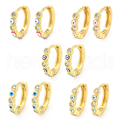 Evil Eye Real 18K Gold Plated Brass Hoop Earrings EJEW-L269-065G-1