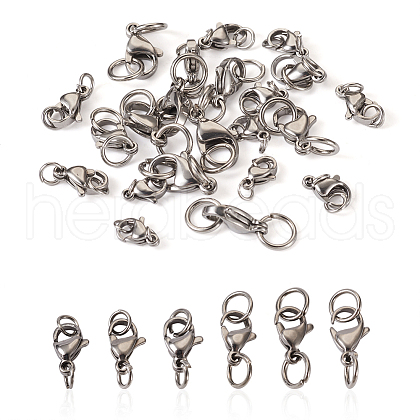 30Pcs 6 Styles 304 Stainless Steel Lobster Claw Clasps STAS-TA0001-83P-1