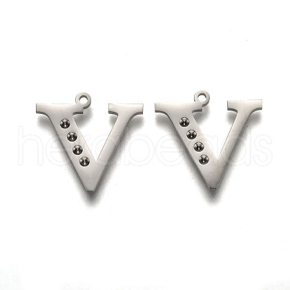 Non-Tarnish 304 Stainless Steel Letter Pendant Rhinestone Settings STAS-Y006-61P-V-1