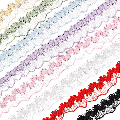 GOMAKERER 32 Yards 8 Colors Nylon Crown Elastic Lace Ribbon OCOR-GO0001-25-1