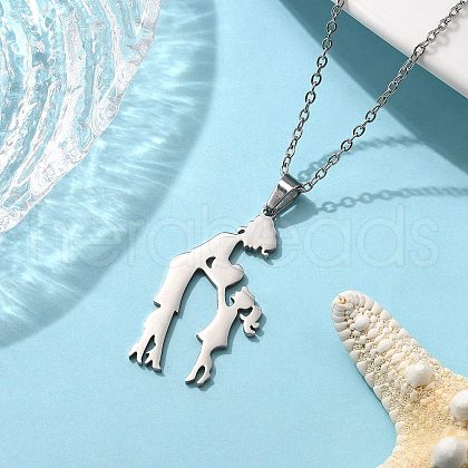 304 Stainless Steel Mom and Daughter Pendant Necklaces for Mother's Day Gift NJEW-JN05193-01-1