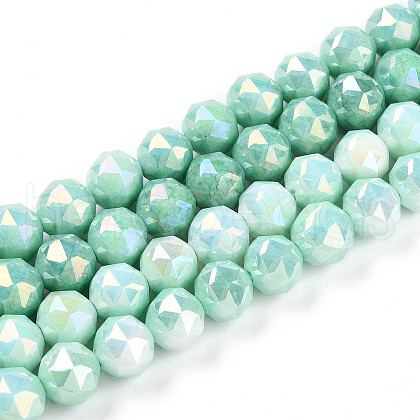 Electroplate Glass Beads Strands GLAA-N010-8mm-03-1