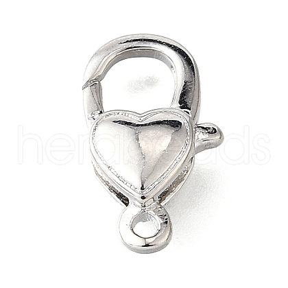 Heart Brass Lobster Claw Clasps KK-V007-20P-1
