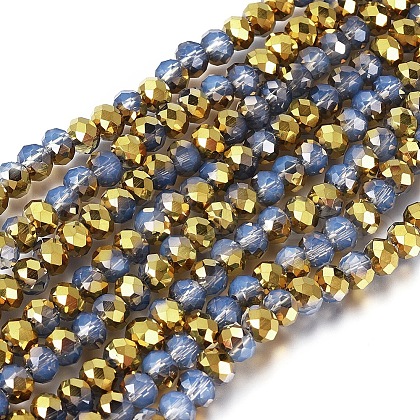 Electroplate Glass Beads Strands EGLA-A034-J4mm-O01-1