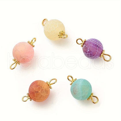 Dyed Natural Weathered Agate Round Links Connector Charms PALLOY-JF01723-1S-1