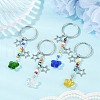 4Pcs Butterfly Glass Pendant Keychain KEYC-JKC01204-2