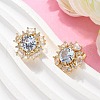 Brass Micro Pave Clear Cubic Zirconia Stud Earrings EJEW-C139-08G-2