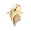 Rack Plating Teardrop Brass Micro Pave Cubic Zirconia Open Cuff Rings for Women RJEW-B064-03G-2