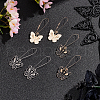 ANATTASOUL 3 Pair 3 Color Enamel Butterfly with Skull Hoop Earrings EJEW-AN0002-46-7