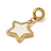 Ion Plating(IP) 304 Stainless Steel Pave Crystal Rhinestone European Dangle Charms X-STAS-U005-45G-02-2