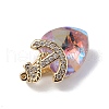 Real 18K Gold Plated Rack Plating Brass Micro Pave Clear Cubic Zirconia Pendants KK-C015-07G-10-2