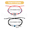 FIBLOOM 9Pcs 9 Style Glass Evil Eye & Alloy Link Bracelets Set BJEW-FI0001-31-2