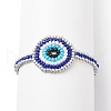 Glass Seed Braided Evil Eye Link Bracelet for Women BJEW-JB08398-01-4