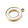 304 Stainless Steel Pave Natural White Shell Ring Charms STAS-R159-18G-2