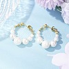 2 Pairs 2 Colors Shell Pearl Beaded Dangle Stud Earrings EJEW-JE06362-3