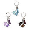 3Pcs Faux Suede Tassel & Imitation Bubble Tea/Boba Milk Tea Resin Keychain KEYC-JKC01203-2