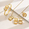 Rectangle Stainless Steel & Plastic Bracelets & Earrings & Necklaces & Rings Sets for Women GF9745-2-2